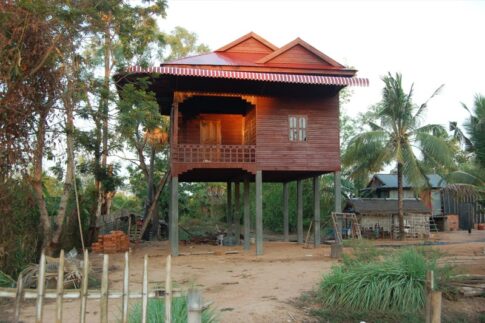 カンボジアの農村部の住宅