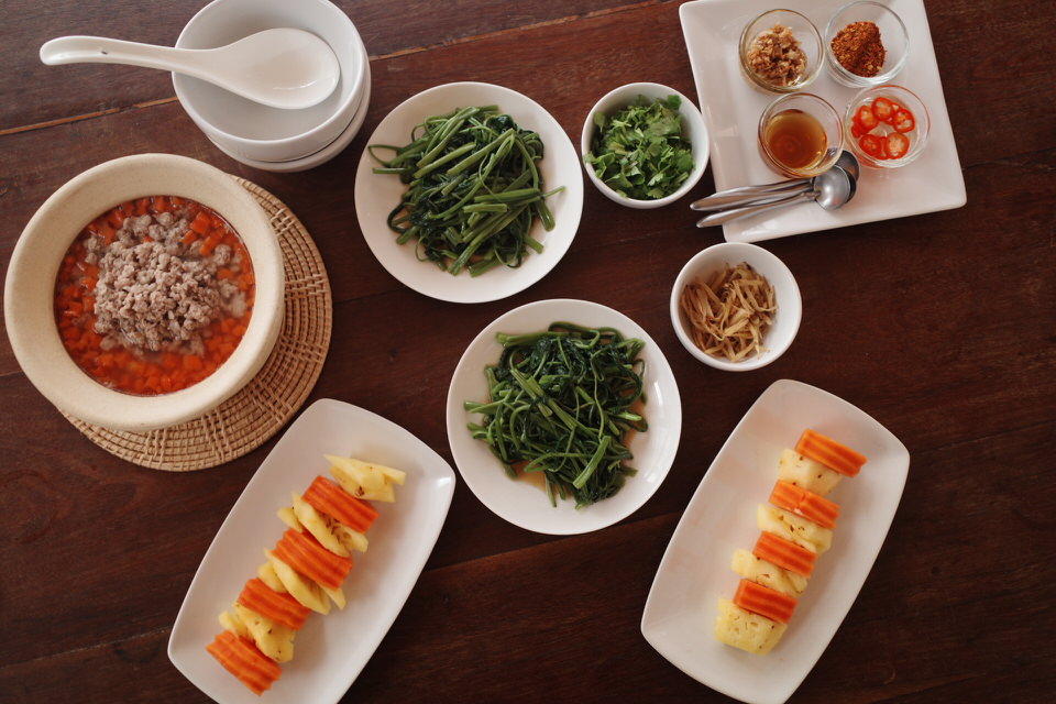 hoshihana villageのお粥の朝食
