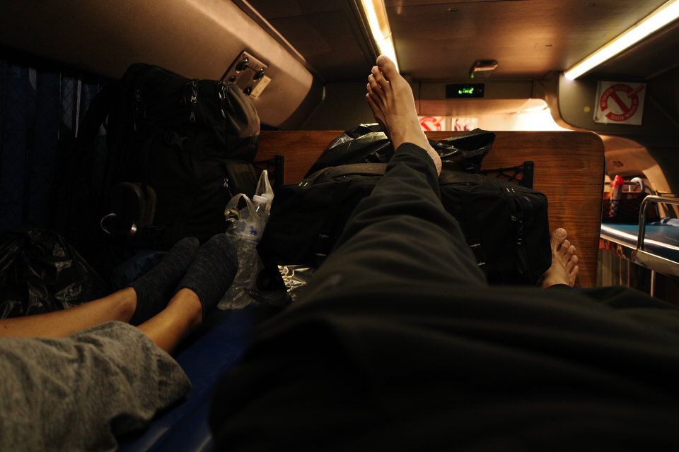 ナイトバスで足を伸ばした様子