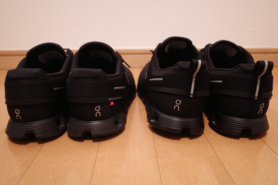 On Cloud5とWaterproofの後面比較
